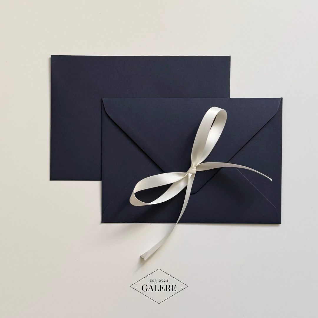 Navy Blue Envelopes with White Ribbon