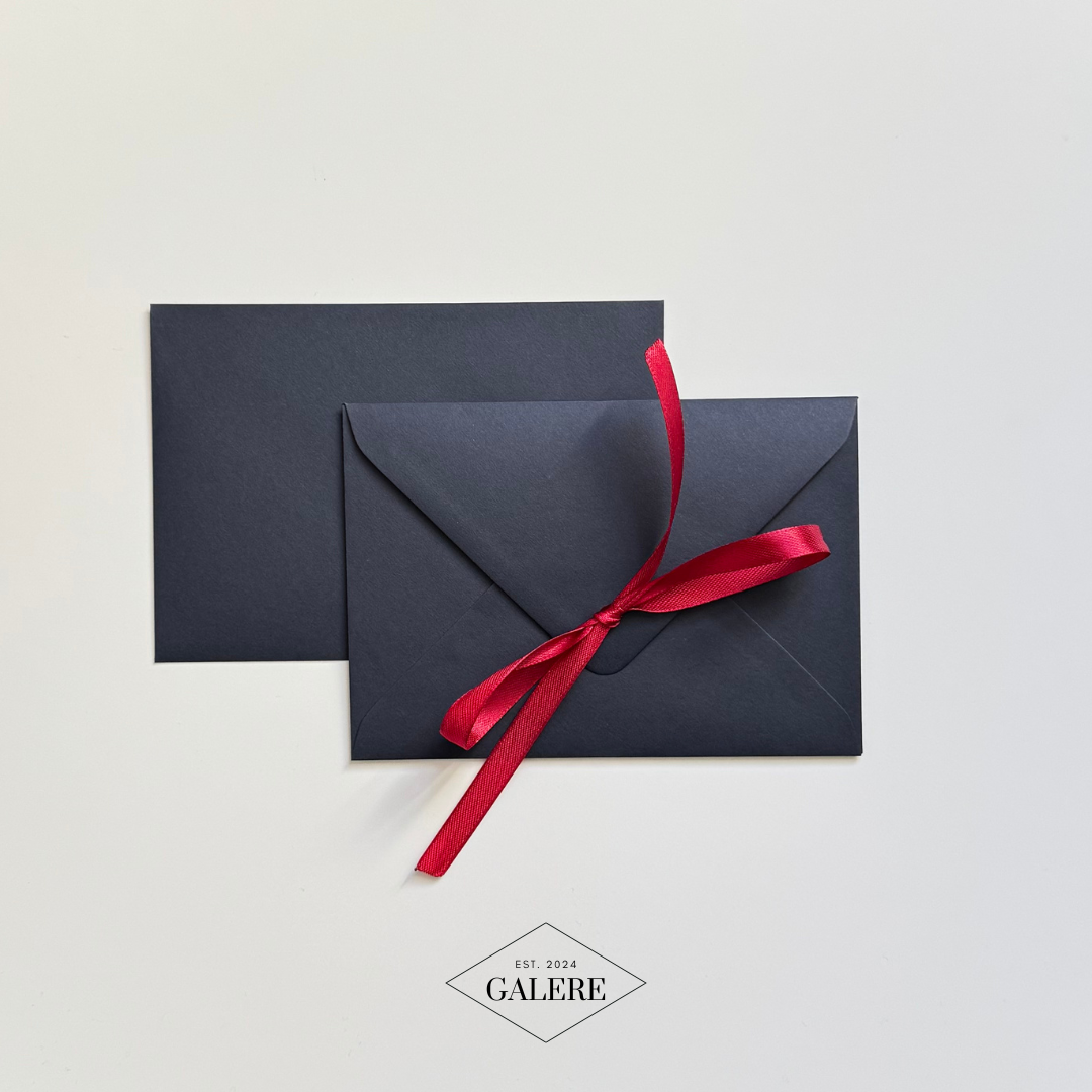 Navy Blue Envelopes with Red Ribbon