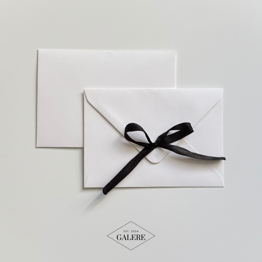 Ivory White Envelopes with Black Ribbon