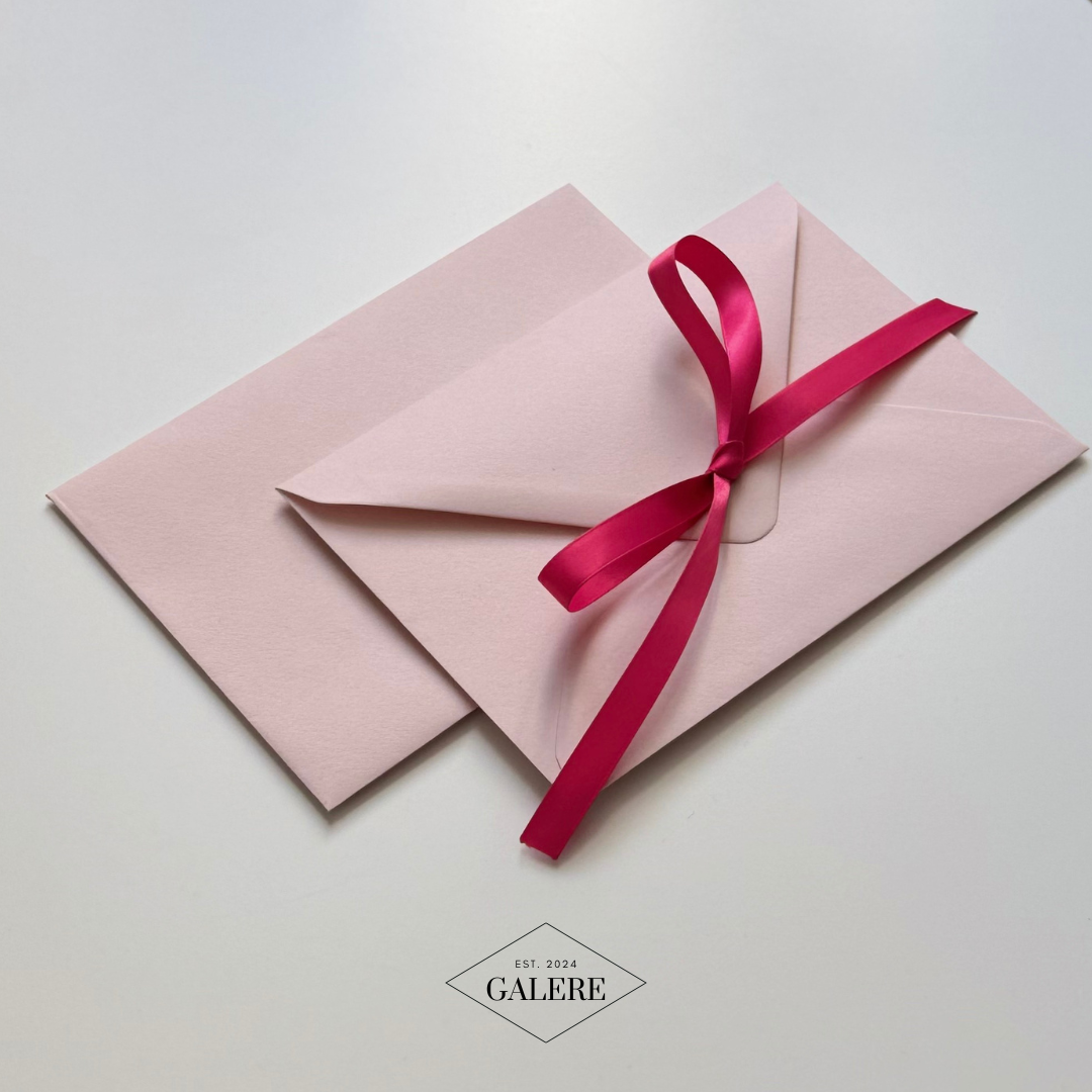 Pale Pink Envelopes with Fuchsia Ribbon