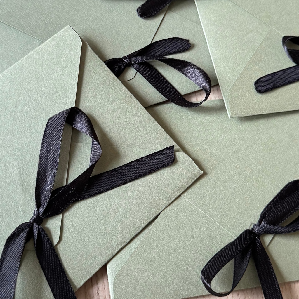 Sage Green Envelope with Ribbon